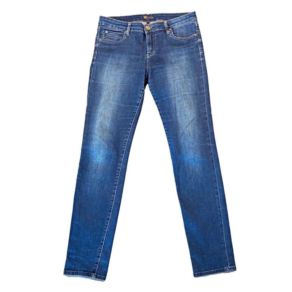 KUT from the Kloth Women 10 Jeans Blue Dark Wash Mid Rise Straight Leg Stretch